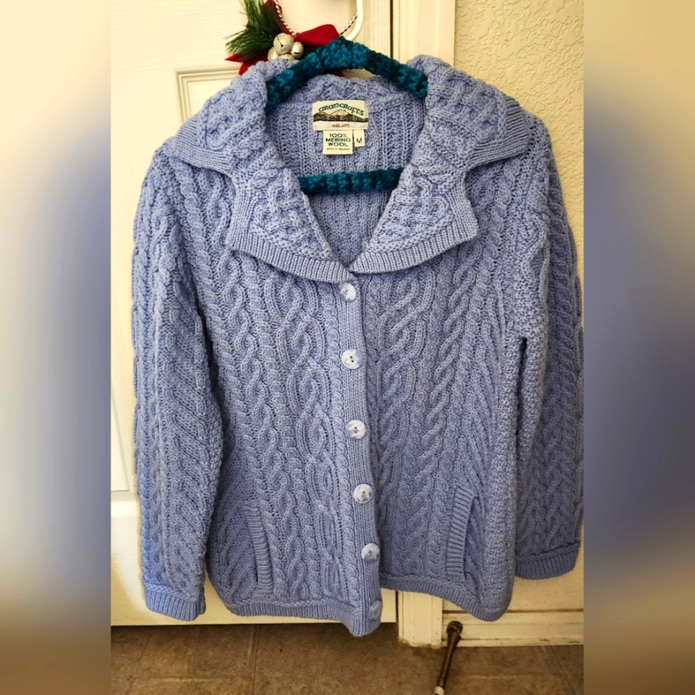 Aran Craft merino wool Cardigan from Ireland.